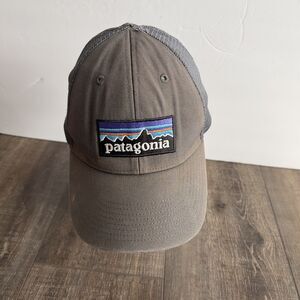 Patagonia Classic Logo Snap Back Trucker Hat Cap Mens Gray Adjustable Camp Hike